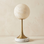 Alabaster Orb Table by Dalmivik, complete fixture view
