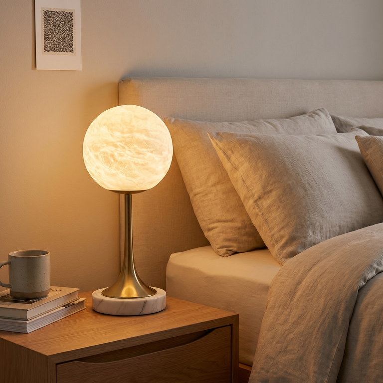 Alabaster Orb Table by Dalmivik, product or room detail view