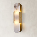 Brass alabaster oval wall sconce