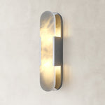 Polished Nickel alabaster oval wall sconce