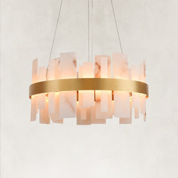 Alabaster Panel Ring Chandelier, 24 in