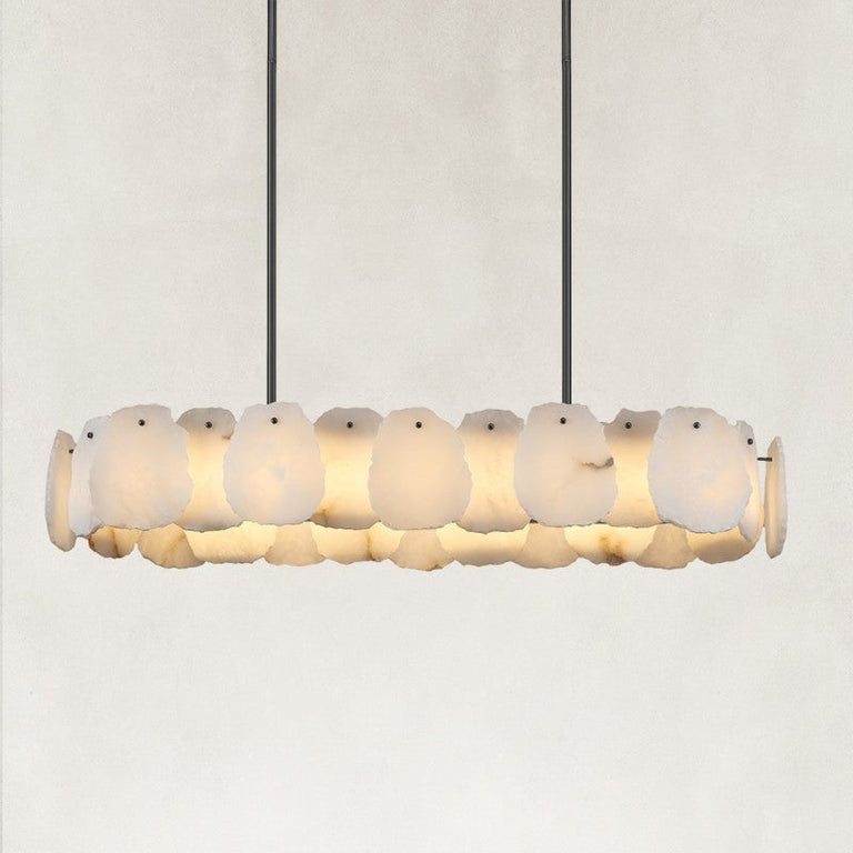 Black alabaster petal oval chandelier