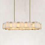 Brass alabaster petal oval chandelier