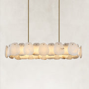 Brass alabaster petal oval chandelier