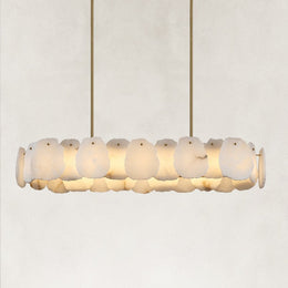 Brass alabaster petal oval chandelier