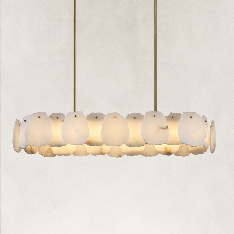 Brass alabaster petal oval chandelier