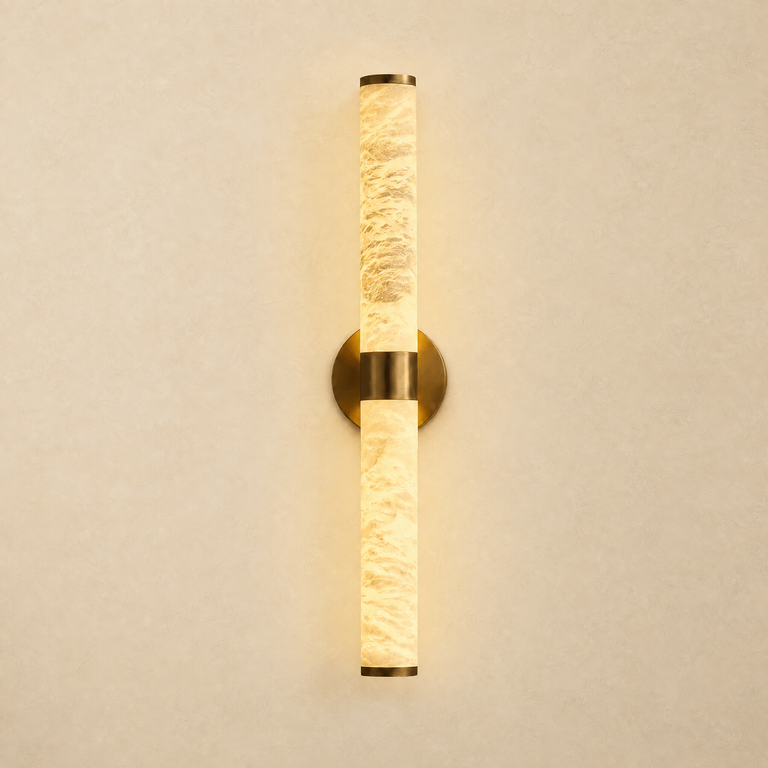 Anello Modern Linear Alabaster Sconce by Dalmivik, complete fixture view