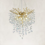 Crystal Branch Cascade Chandelier, 24 in — Brass finish, complete fixture