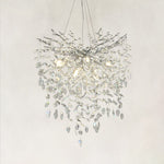 Crystal Branch Cascade Chandelier, 24 in — Silver finish, complete fixture