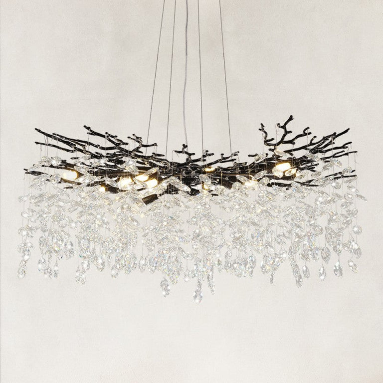 Crystal Branch Round Chandelier, 40 in