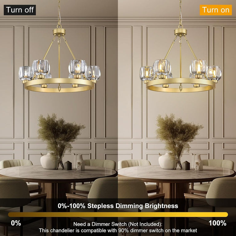 Dimming illustration for a Cup-Shade Ring Chandelier