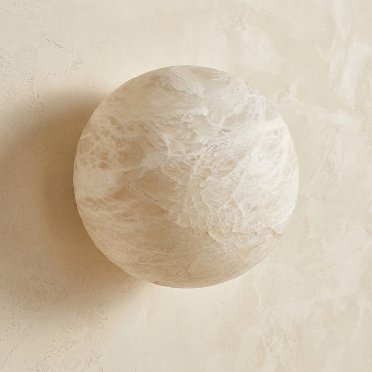 Egg Shape Ceiling Alabaster by Dalmivik, complete fixture view