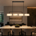 Harmon Modern Alabaster Linear Chandelier by Dalmivik, complete fixture view