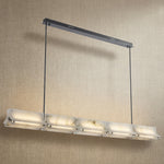 Harmon Modern Alabaster Linear Chandelier by Dalmivik, product or room detail view