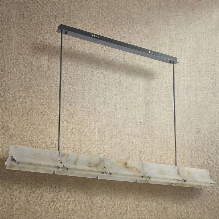 Harmon Modern Alabaster Linear Chandelier by Dalmivik, product or room detail view