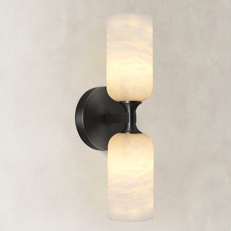 Luno Twin Wall Sconce, 14 in — Black finish, complete fixture