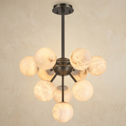 Orb Cluster Alabaster Pendant Light by Dalmivik, complete fixture view