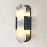 Black finish oval alabaster wall sconce, complete fixture