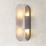 Polished Nickel finish oval alabaster wall sconce, complete fixture