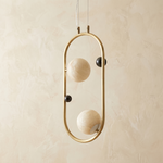 Oval Frame Duo Alabaster Pendant Light by Dalmivik, complete fixture view