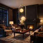 Oval Frame Duo Alabaster Pendant Light by Dalmivik, product or room detail view