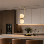 Oval Frame Duo Modern Alabaster Pendant Light by Dalmivik, product or room detail view