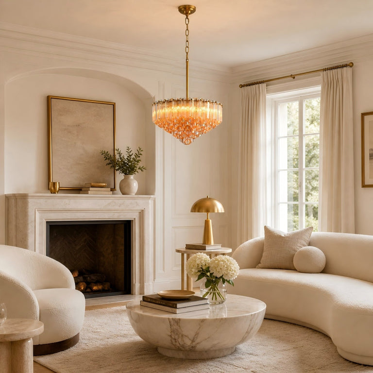 Radiant Tiered Tube Chandelier in a furnished interior