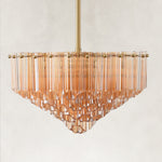 Radiant Tiered Tube Chandelier with Amber tubes, unlit