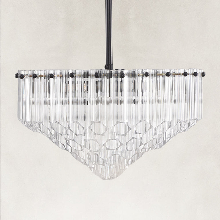 Radiant Tiered Tube Chandelier with Clear tubes, unlit
