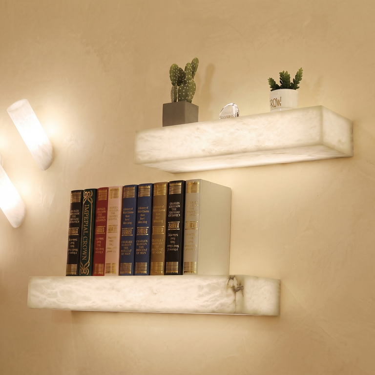 Rectangular Shelf Wall Alabaster by Dalmivik, complete fixture view