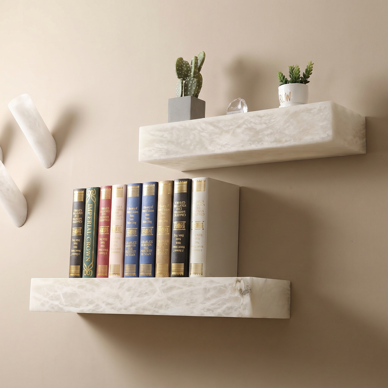 Rectangular Shelf Wall Alabaster by Dalmivik, complete fixture view