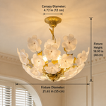 Dalmivik Rosalia gold and white chandelier dimensions, 21.7-inch diameter and 18.9-inch height