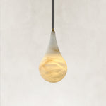 Teardrop Alabaster Pendant, 7.1 in in Brass - complete fixture