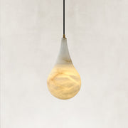 Teardrop Alabaster Pendant, 7.1 in in Brass - complete fixture