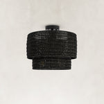 Black Tiered Rattan Flush Mount, 16 in
