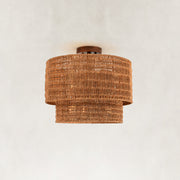 Natural Tiered Rattan Flush Mount, 16 in