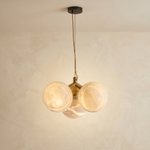 Triple Orb Cluster Alabaster Pendant Light by Dalmivik, complete fixture view