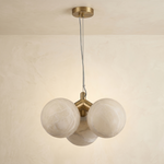 Triple Orb Cluster Alabaster Pendant Light by Dalmivik, complete fixture view