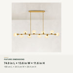 Dandelion glass linear chandelier long size dimensions