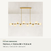 Dandelion glass linear chandelier long size dimensions