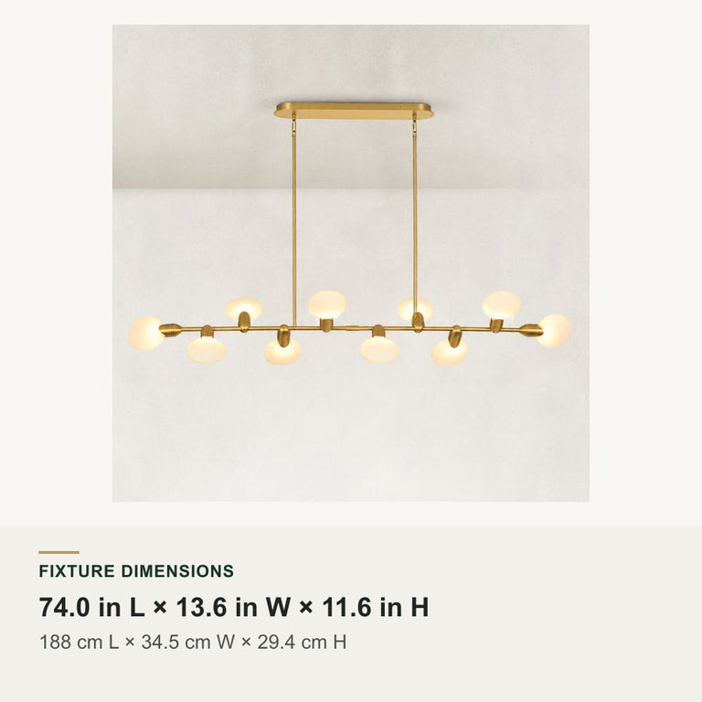 Dandelion glass linear chandelier long size dimensions
