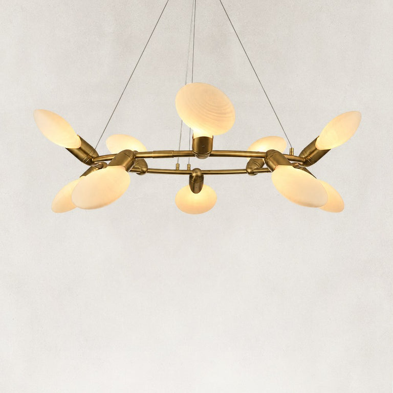 Dandelion Glass Ring Chandelier in Brushed titanium gold - alternate angle