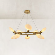 Dandelion Glass Ring Chandelier in Brushed titanium gold - complete fixture