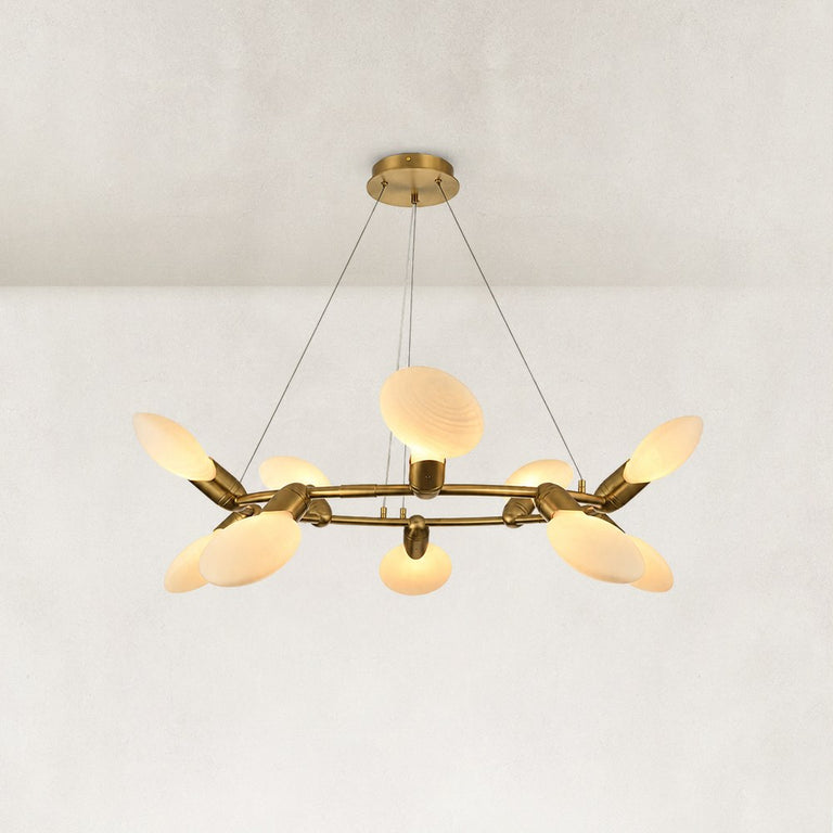Dandelion Glass Ring Chandelier in Brushed titanium gold - complete fixture