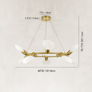 Dandelion Glass Ring Chandelier in Brushed titanium gold - dimension diagram