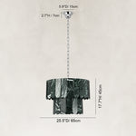 Dimension diagram for Dark Green Marble Tiered Pendant