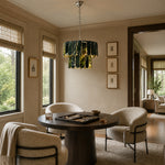 Dark Green Marble Tiered Pendant installed above a dining table