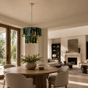 Dark Green Marble Tiered Pendant installed above a dining table