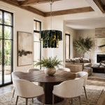 Dark Green Marble Tiered Pendant installed above a dining table