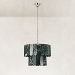Product detail of Dark Green Marble Tiered Pendant against a neutral background